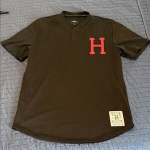 HUF Black Mesh Jersey with Red H